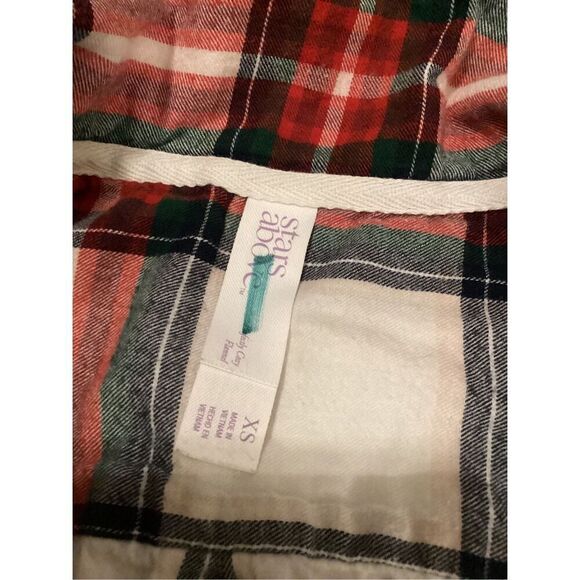 Stars Above Plaid Button Up Pajama Shirt Casual Flannel School Everyday - Picture 6 of 9